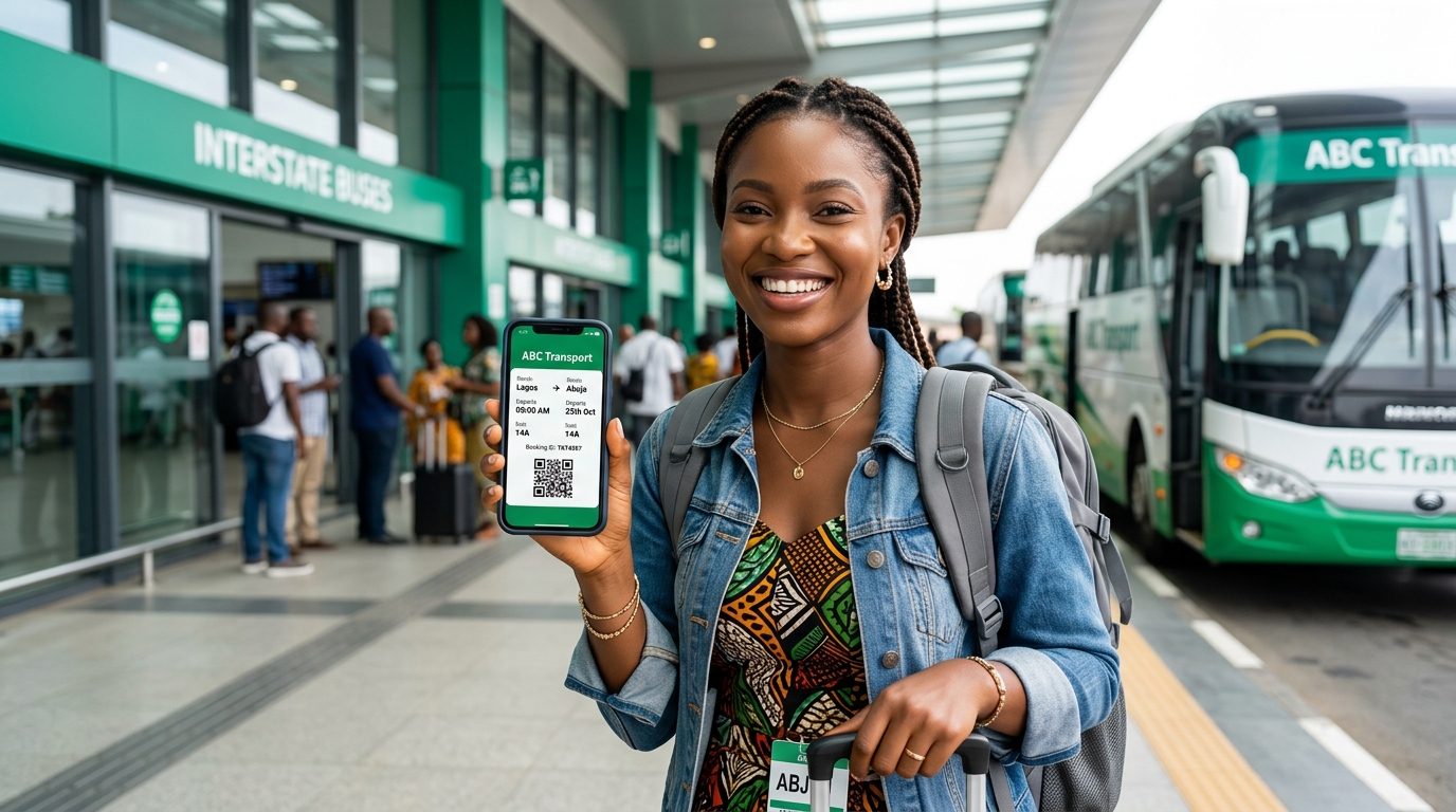 Nigerian passenger booking bus ride online